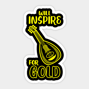 Will Use Bardic Inspiration for Gold Bard Lute Class Dungeon Tabletop RPG TTRPG Sticker